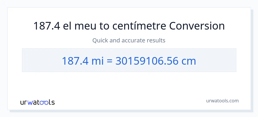 Conversió de 187.4 milles a Centímetres