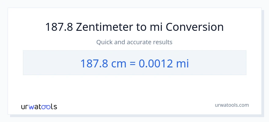 187.8 Zentimeter zu Meilen Umwandlung