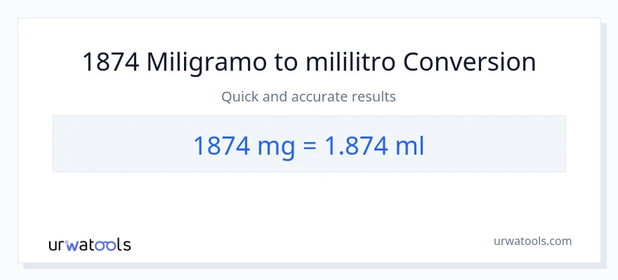 1874 miligramo patungong mga mililitro na conversion