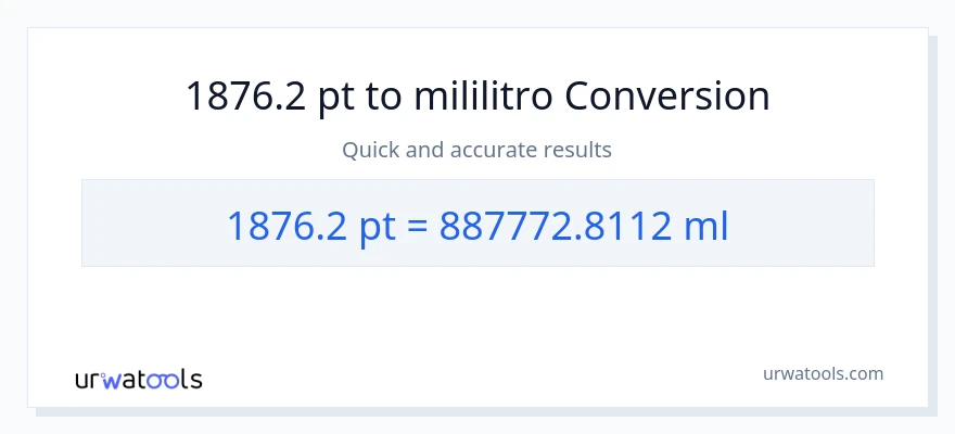 1876.2 Pints patungong mga mililitro na conversion