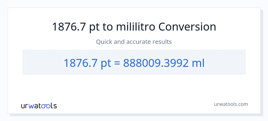 1876.7 Pints patungong mga mililitro na conversion