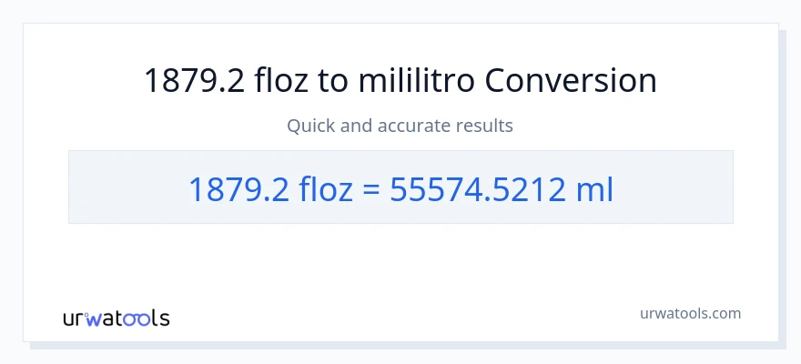 1879.2 mga onsa ng likido patungong mga mililitro na conversion