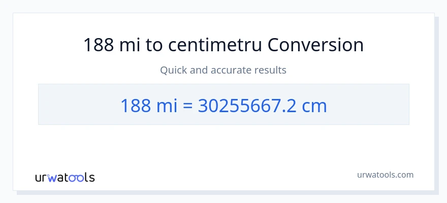 Conversie 188 mile la Centimetri