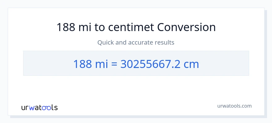 Chuyển đổi 188 dặm sang Centimet