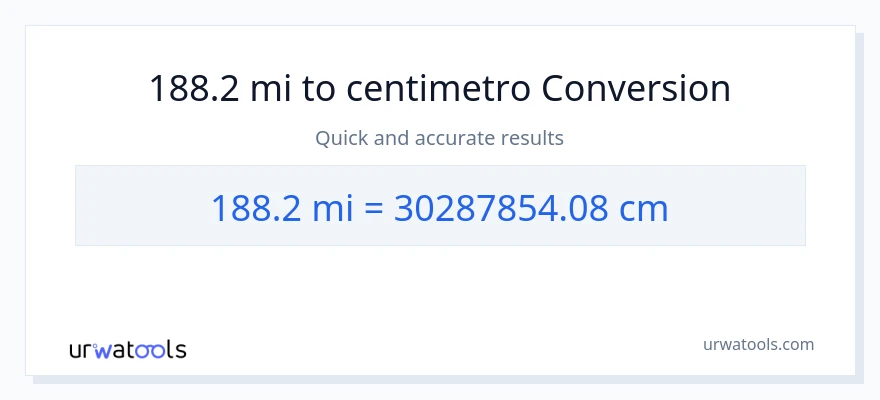 Conversione da 188.2 miglia a Centimetri
