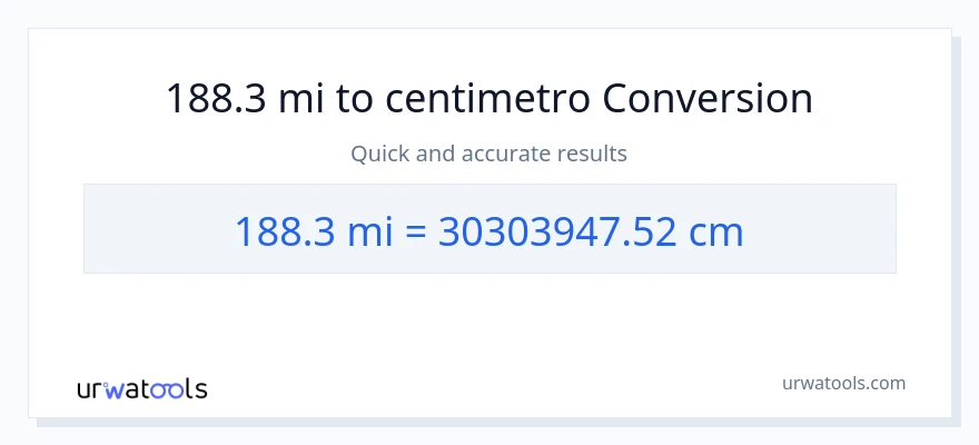 Conversione da 188.3 miglia a Centimetri