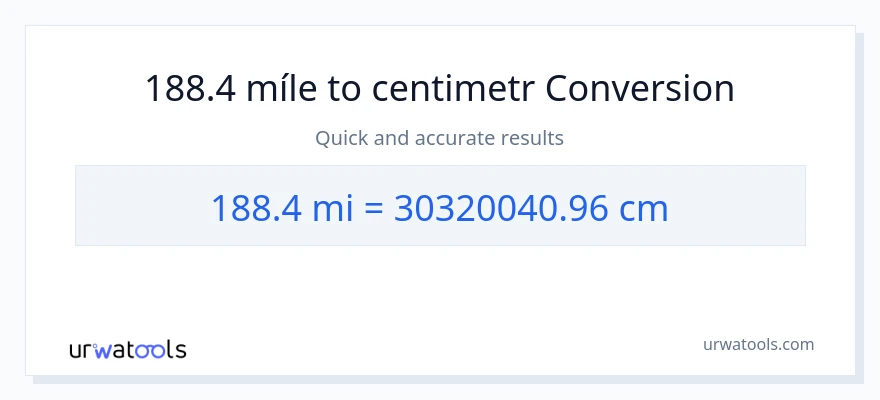 Konverze z míle na Centimetry: 188.4