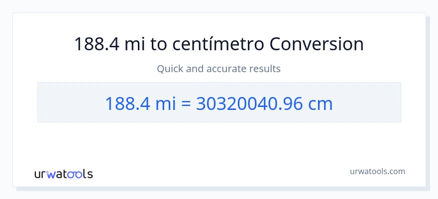 Conversão de 188.4 milhas para Centímetros