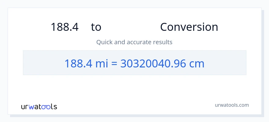 การแปลง 188.4 ไมล์ เป็น เซนติเมตร