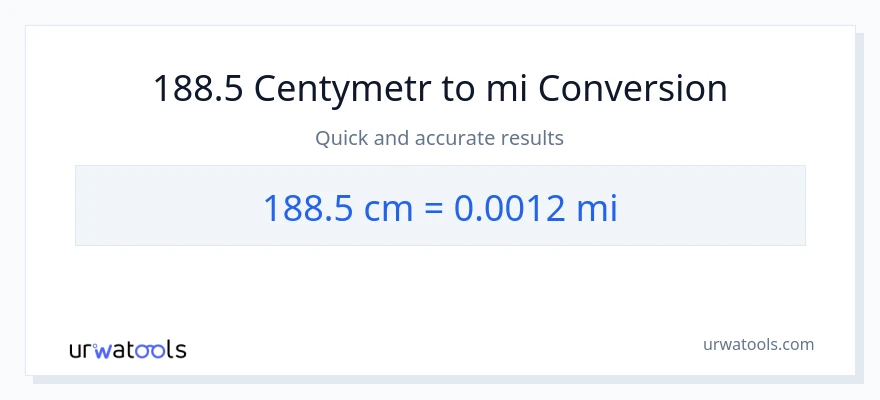 Konwersja 188.5 Centymetry do mile