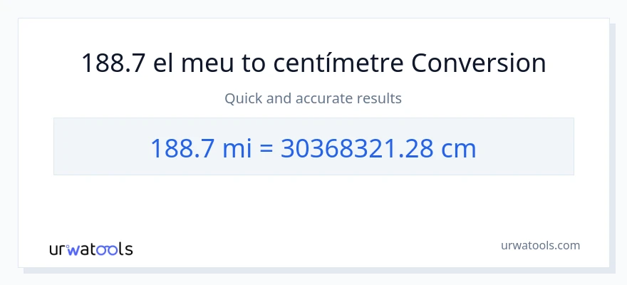 Conversió de 188.7 milles a Centímetres