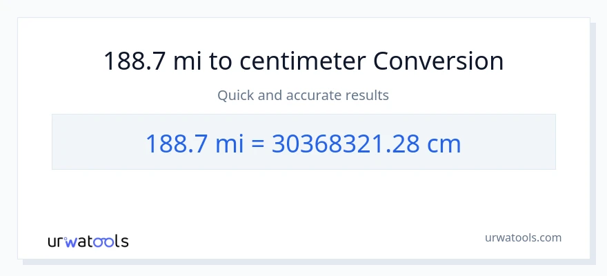 188.7 miles til Centimeter konvertering