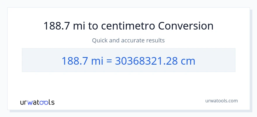 Conversione da 188.7 miglia a Centimetri