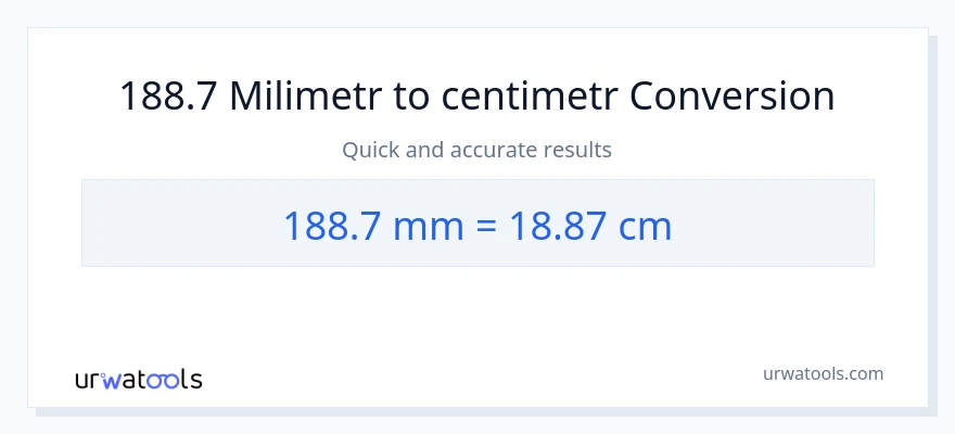 Konverze z milimetry na Centimetry: 188.7