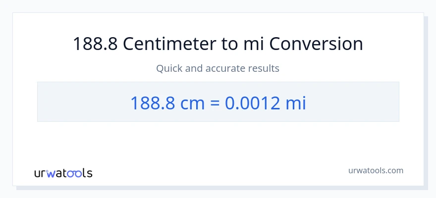 188.8 Centimeter til miles konvertering
