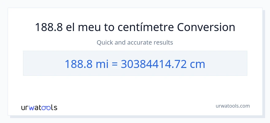 Conversió de 188.8 milles a Centímetres