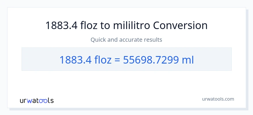 1883.4 mga onsa ng likido patungong mga mililitro na conversion