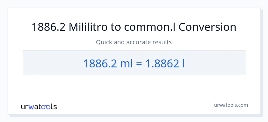 1886.2 mga mililitro patungong Liters na conversion