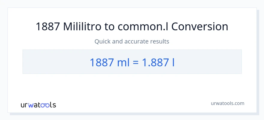 1887 mga mililitro patungong Liters na conversion