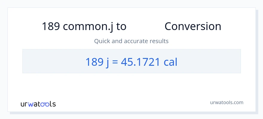 189 ജൂൾസ് ൽ നിന്ന് കലോറികൾ ലേക്ക് പരിവർത്തനം