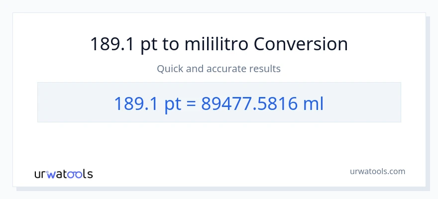 189.1 Pints patungong mga mililitro na conversion