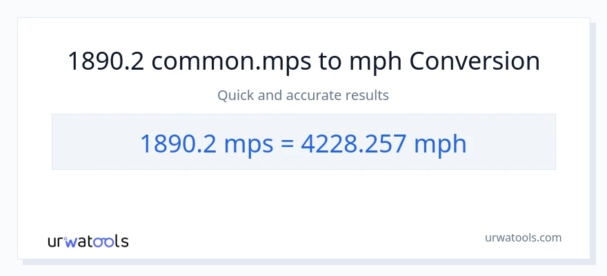 1890.2 Meters Per Second patungong milya kada oras na conversion