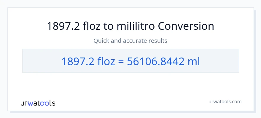 1897.2 mga onsa ng likido patungong mga mililitro na conversion