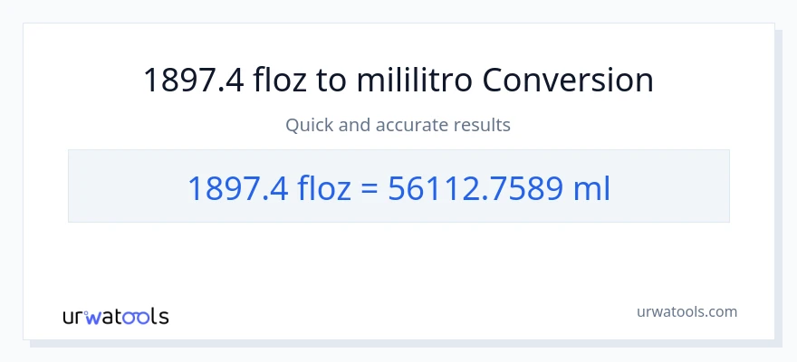 1897.4 mga onsa ng likido patungong mga mililitro na conversion