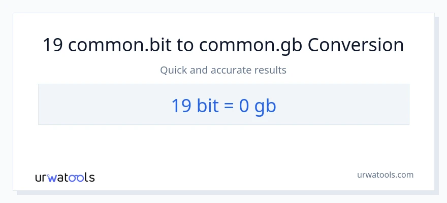 19 Bits patungong Gigabytes na conversion