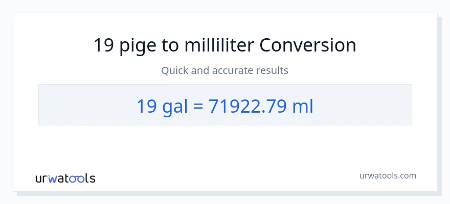 19 Galloner til milliliter konvertering