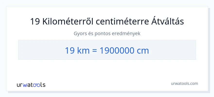 19 kilométer - Centiméter konverzió