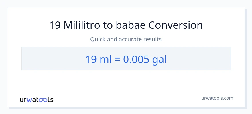19 mga mililitro patungong Mga galon na conversion