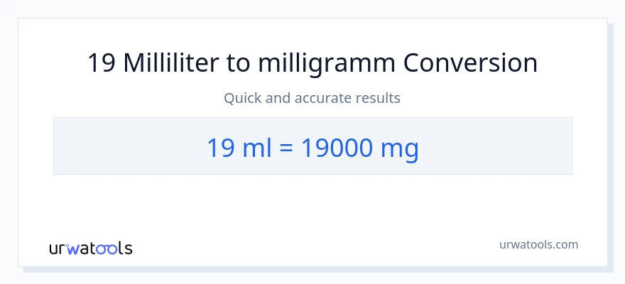 19 Milliliter zu Milligramm Umwandlung