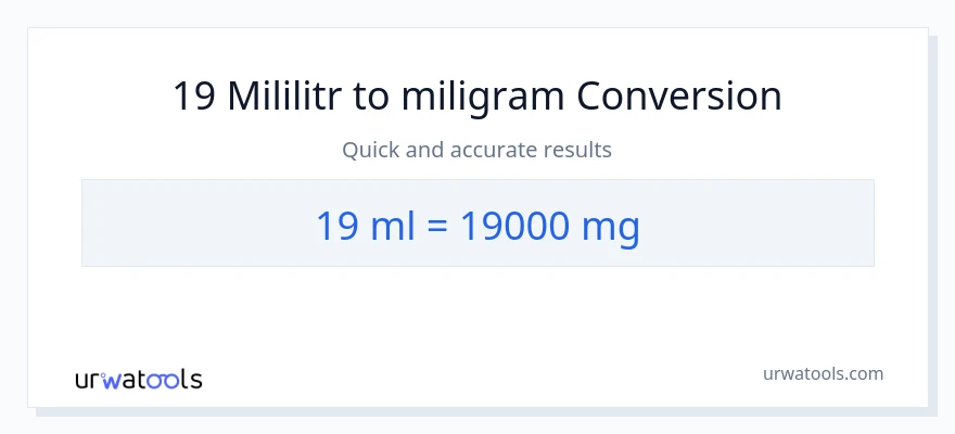 Konwersja 19 mililitry do miligramy