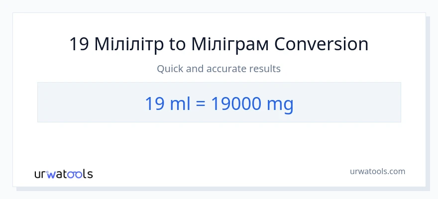 Конверсія з мілілітри у міліграми: 19