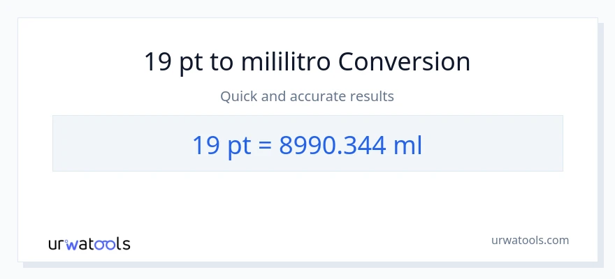 19 Pints patungong mga mililitro na conversion
