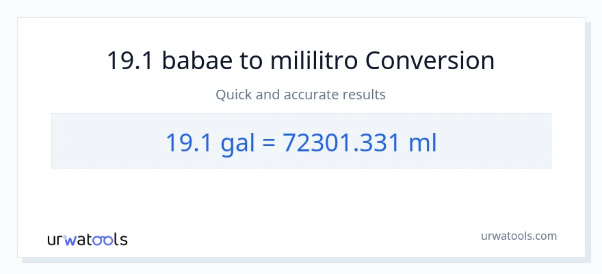 19.1 Mga galon patungong mga mililitro na conversion