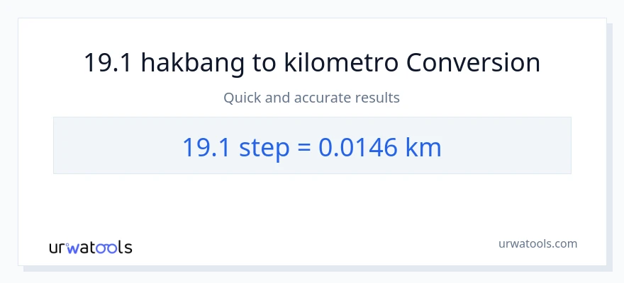 19.1 mga hakbang patungong Kilometro na conversion
