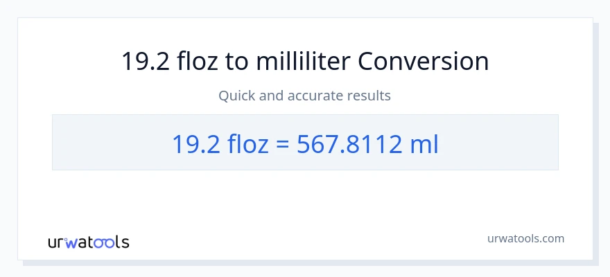 19.2 flydende ounces til milliliter konvertering