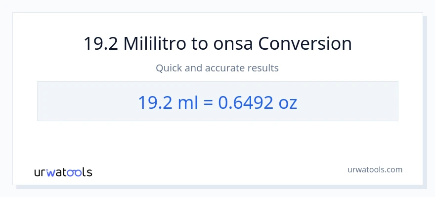 19.2 mga mililitro patungong Mga onsa na conversion