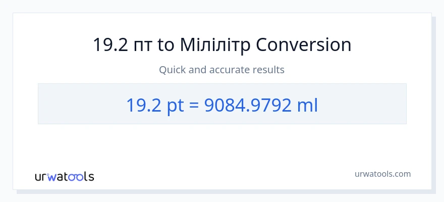Конверсія з Pints у мілілітри: 19.2