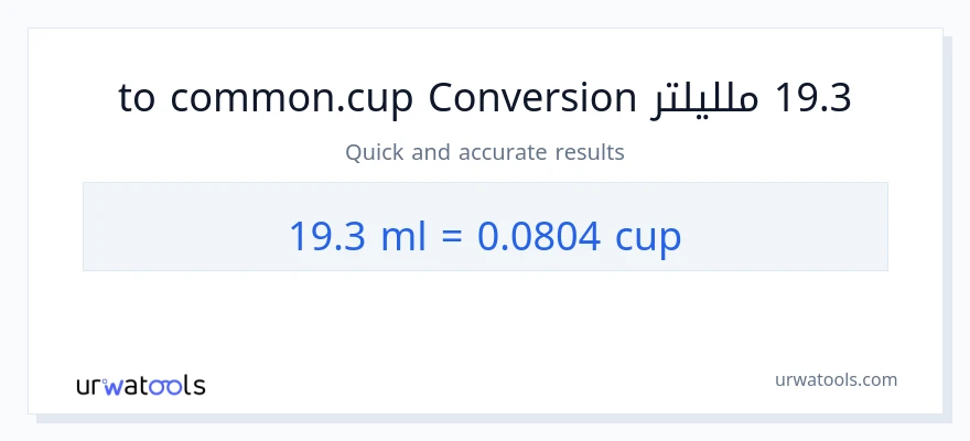 التحويل من 19.3 ملليلتر إلى أكواب