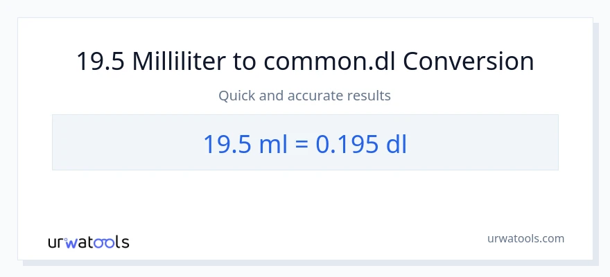 19.5 milliliters to Dls conversion