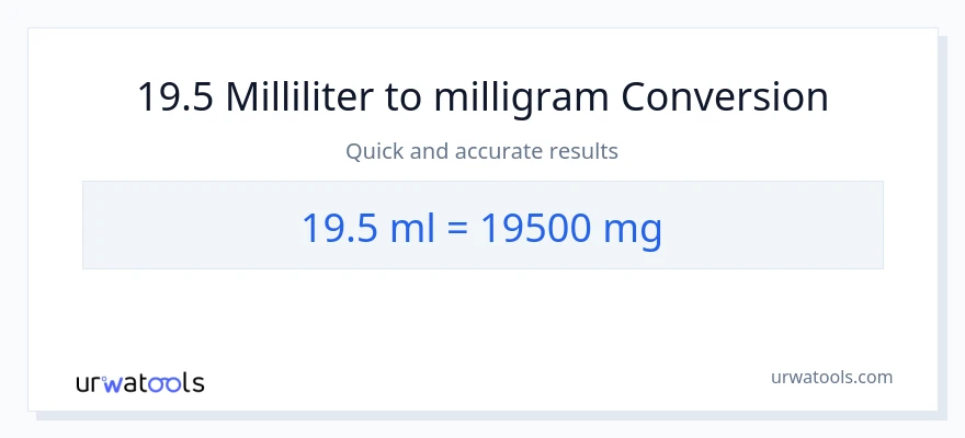19.5 milliliter til milligram konvertering