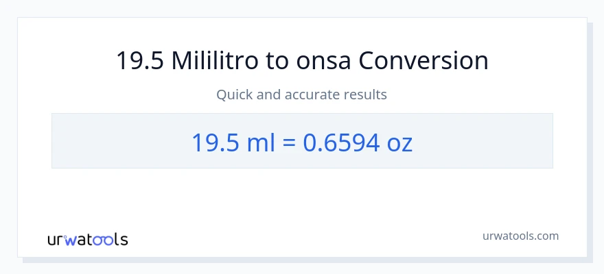 19.5 mga mililitro patungong Mga onsa na conversion