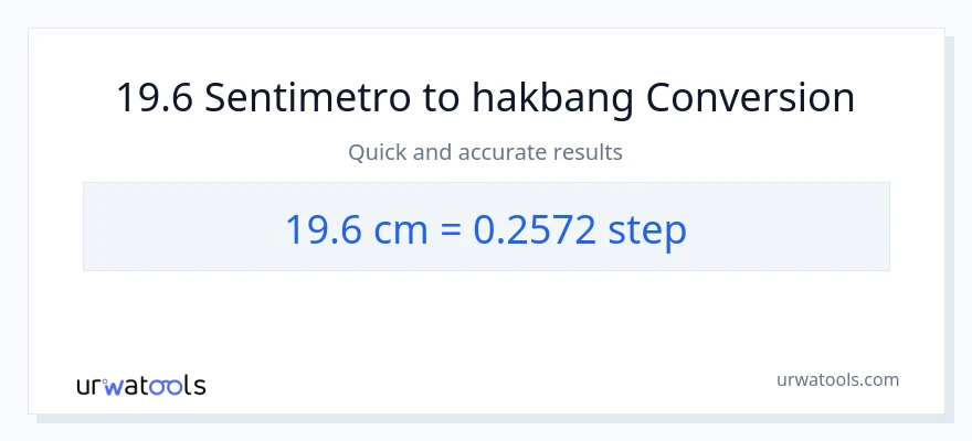 19.6 Mga Sentimetro patungong mga hakbang na conversion
