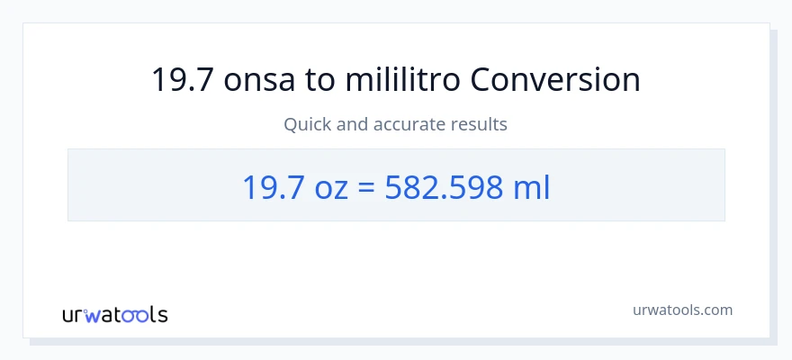 19.7 Mga onsa patungong mga mililitro na conversion