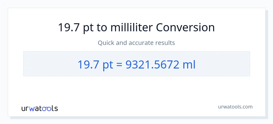 19.7 Pints til milliliter konvertering