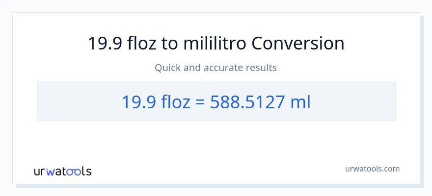 19.9 mga onsa ng likido patungong mga mililitro na conversion