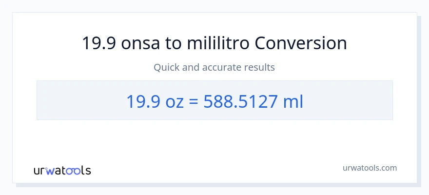 19.9 Mga onsa patungong mga mililitro na conversion